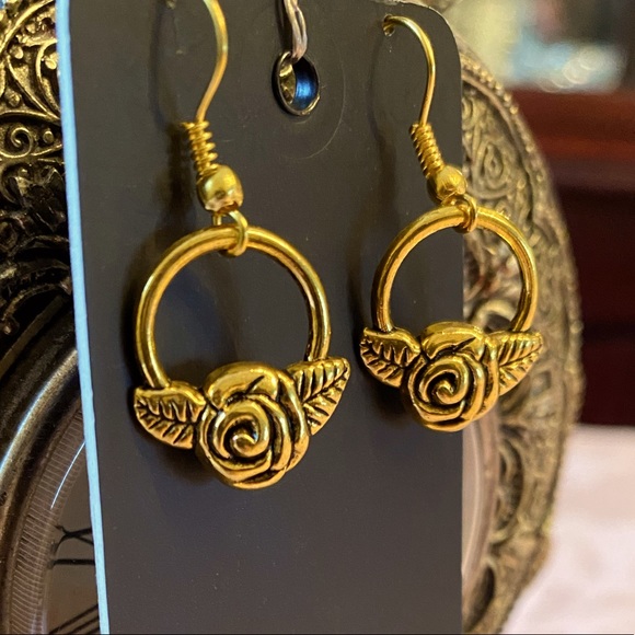 3 for 15. Handmade Gold Tone Rose Earrings - Picture 2 of 5